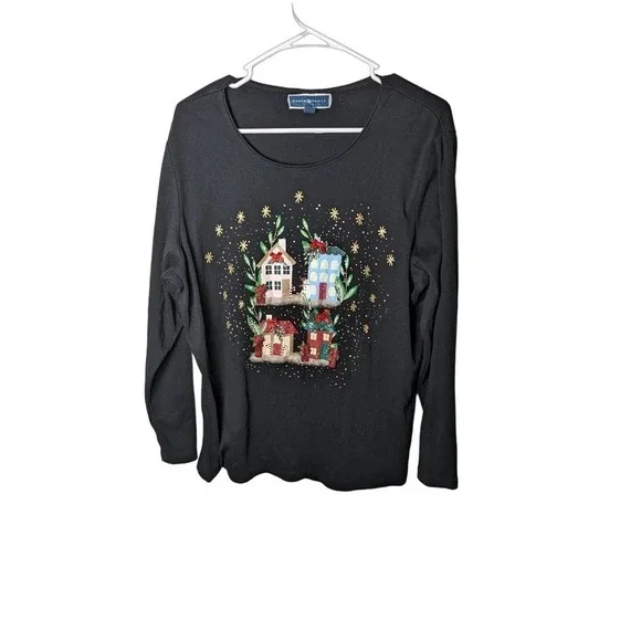 Karen Scott Holiday Village Scoop Neck Top - Picture 6 of 7